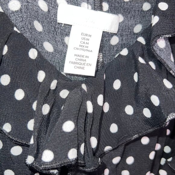 H&M Black Polka Dot Flounce Detail Mini Dress M - Picture 6 of 6